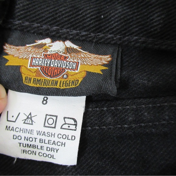Harley Davidson Vintage Black Denim Skirt Size 8 - Picture 9 of 15